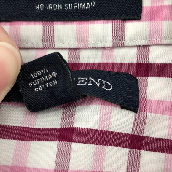 Lands’ Ens No Iron 100% Supima Cotton Size 14 Button Down Plaid Top Baumwolle - Picture 10 of 11